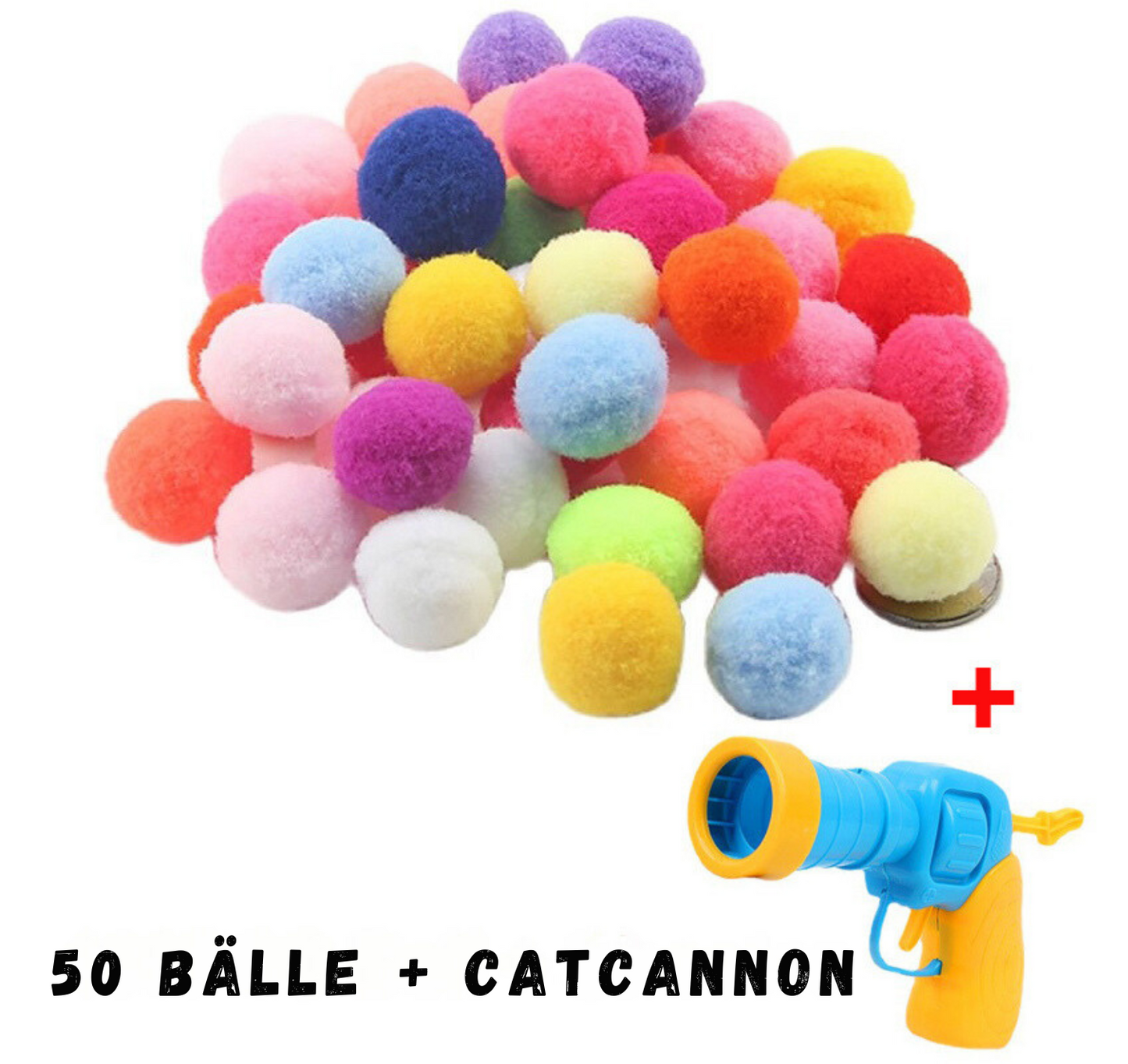 CatCannon Katzenspielzeug – Handlicher Pompom-Werfer für aktiven Spielspaß