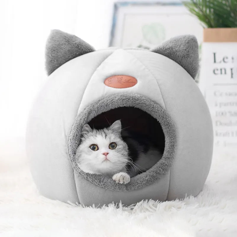 CuddleCave Katzenhöhle – Geschlossenes Katzenbett mit herausnehmbarem Kissen