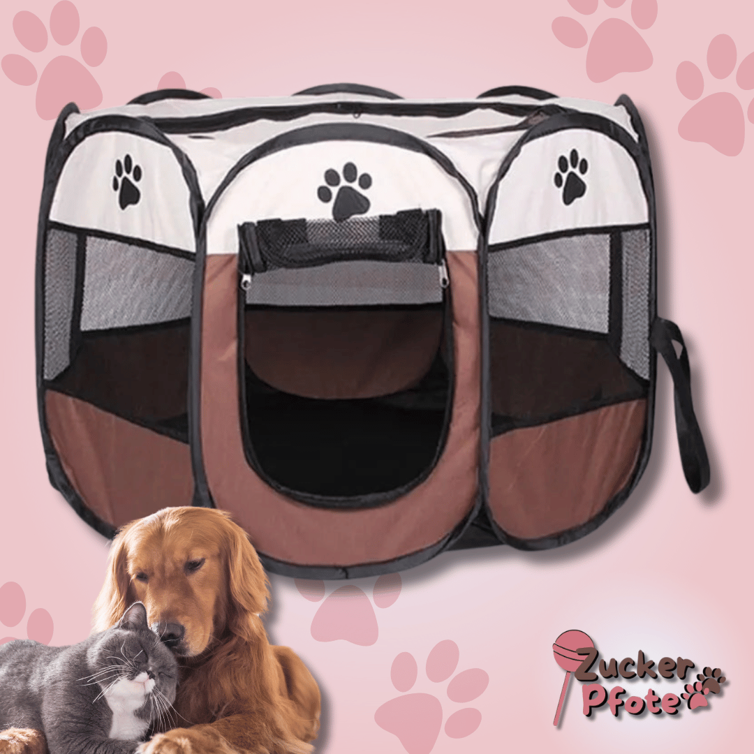 PetPalace Haustierzelt für Hunde & Katzen – Faltbares Tierhaus für drinnen & draußen