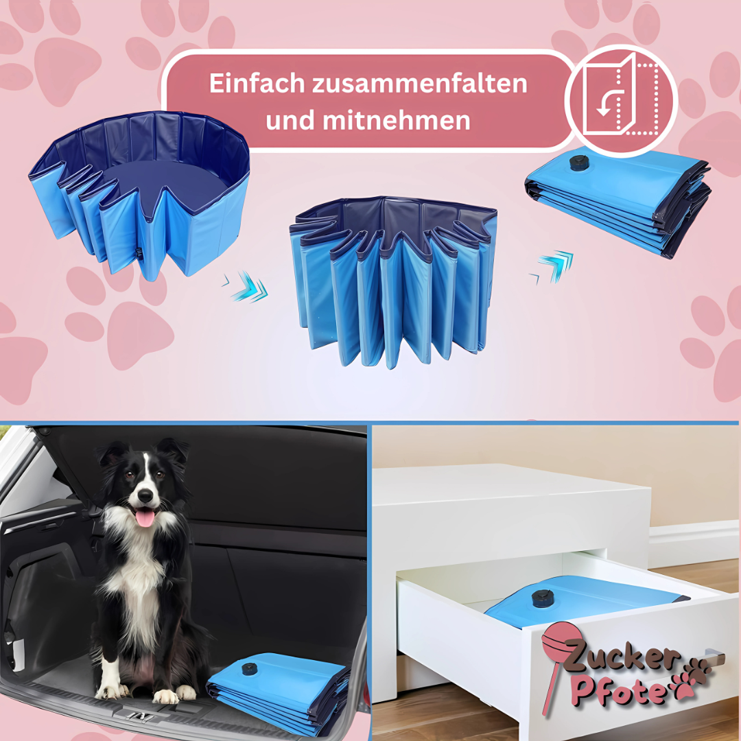 PawPool – Faltbarer Hundepool mit Ablassventil – 3 Größen für kleine & große Hunde