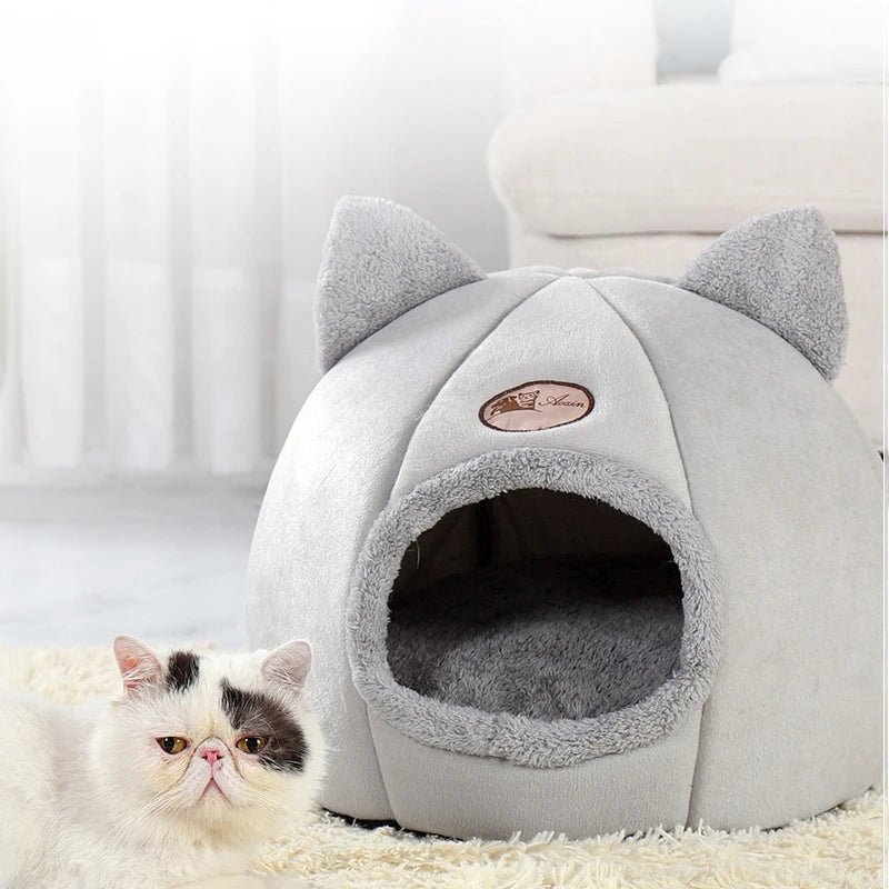 CuddleCave Katzenhöhle – Geschlossenes Katzenbett mit herausnehmbarem Kissen