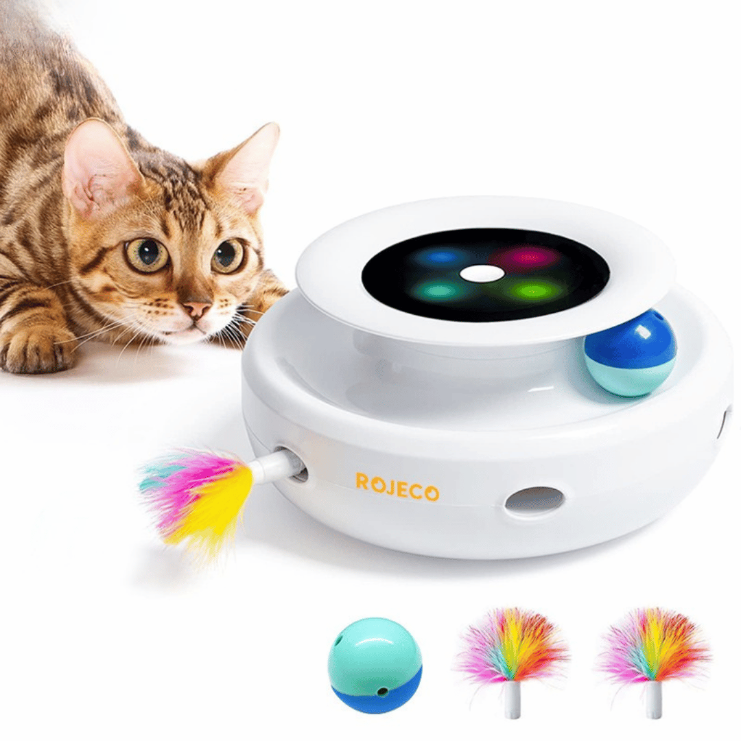 KittyFun Katzenspielzeug – Interaktives Spiel mit rotierender Feder
