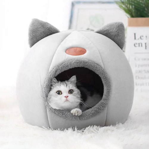 CuddleCave Katzenhöhle – Geschlossenes Katzenbett mit herausnehmbarem Kissen